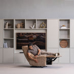 Hein relaxfauteuil elektrisch geweven rib lichtbruin