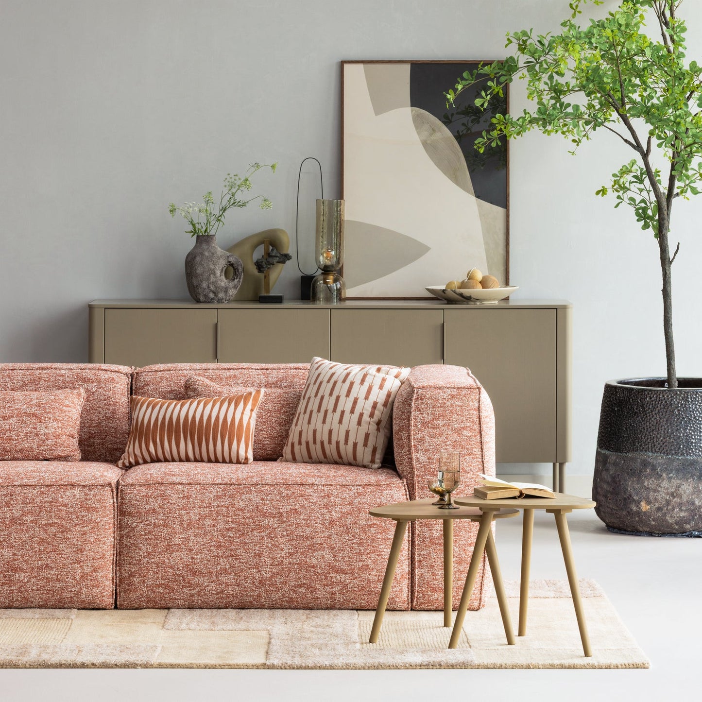 Nila bijzettafels hout zand - set van 2