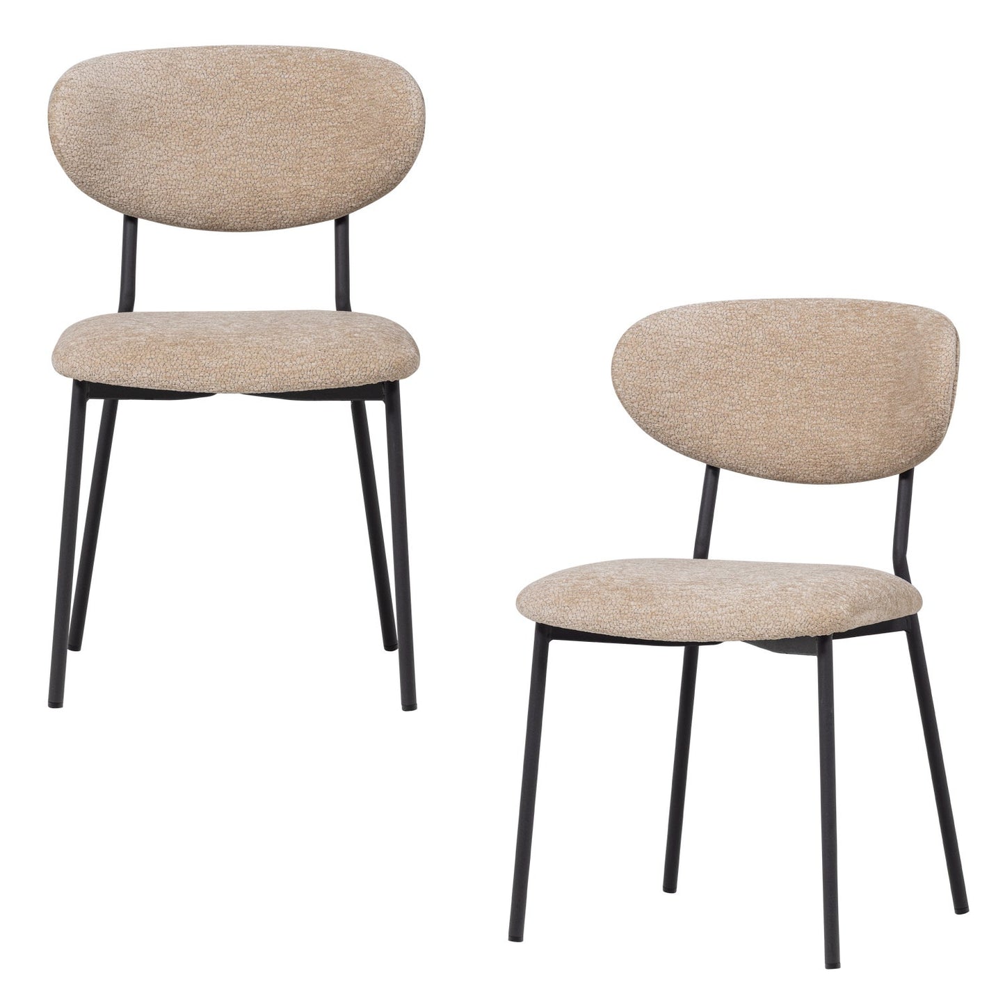 Kjeld eetkamerstoel chenille structuur naturel