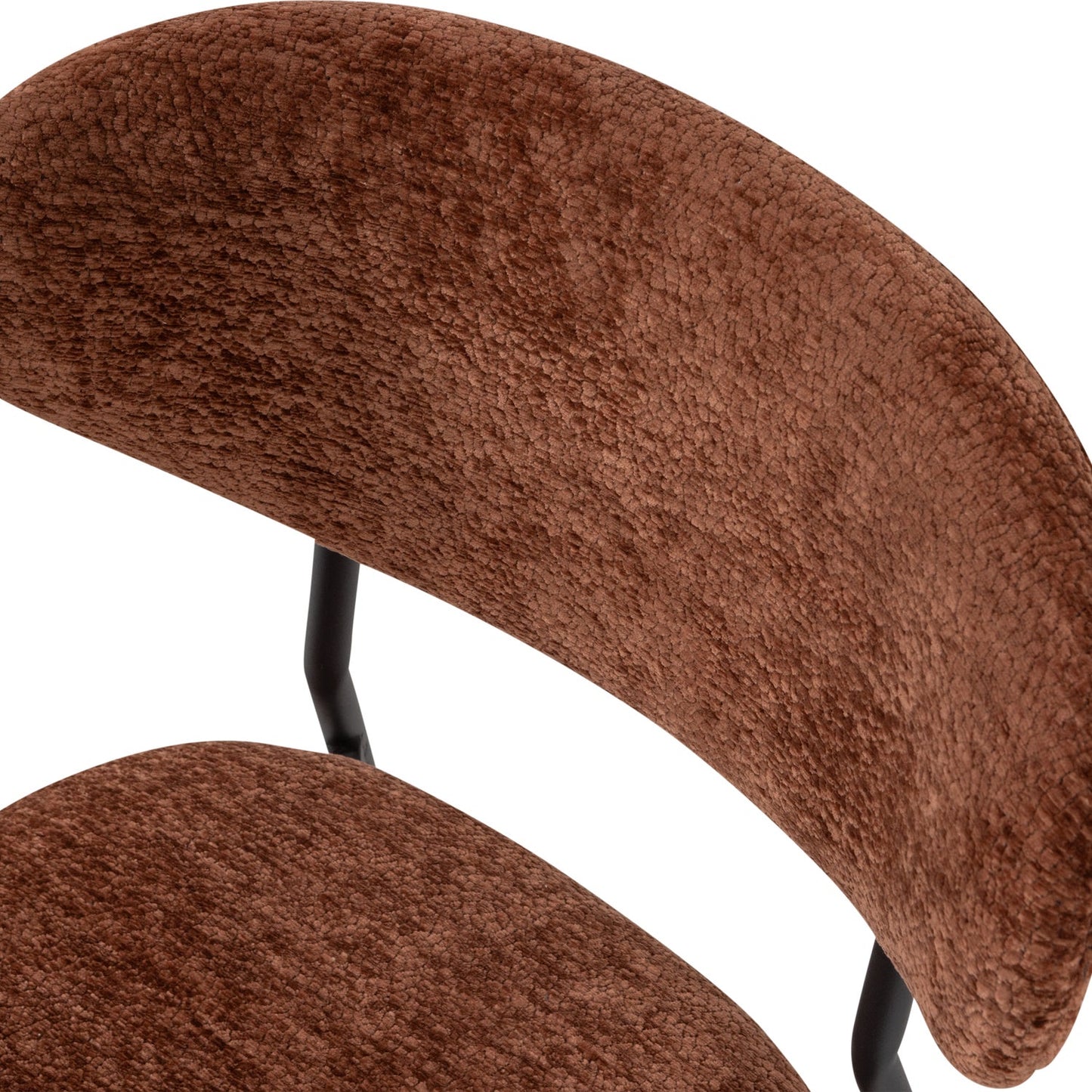 Kjeld eetkamerstoel chenille structuur bruin