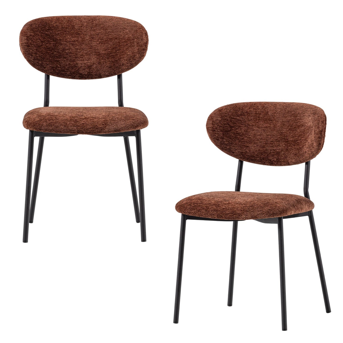 Kjeld eetkamerstoel chenille structuur bruin