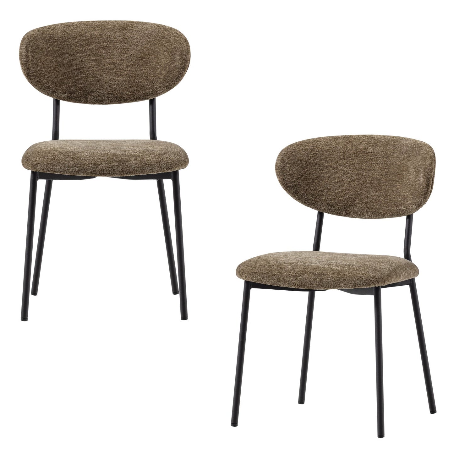 Kjeld eetkamerstoel chenille structuur groen