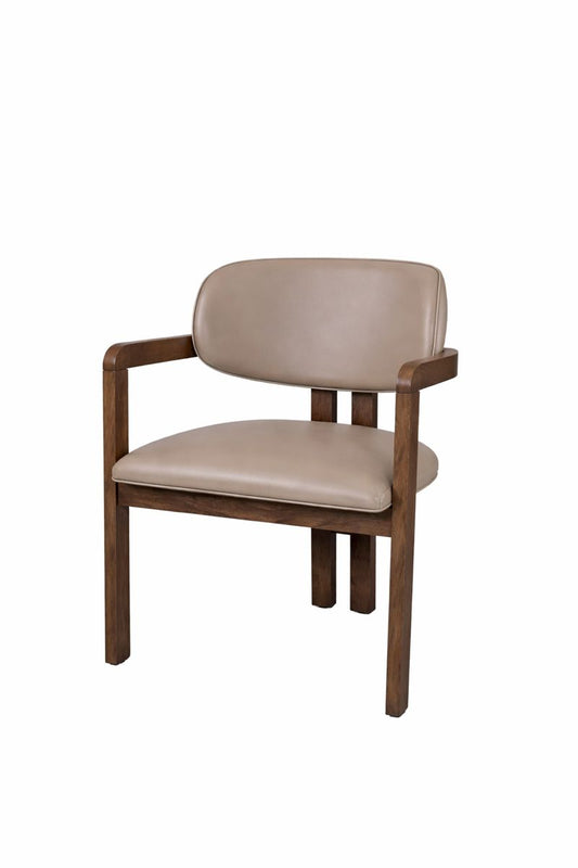 Japandi eetkamerstoel - Yasmin - Taupe kunstleer