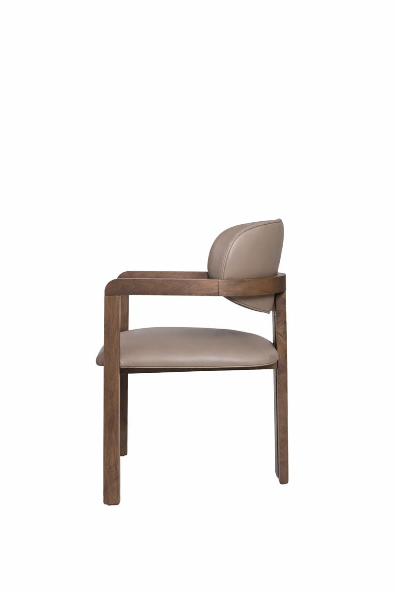 Japandi eetkamerstoel - Yasmin - Taupe kunstleer