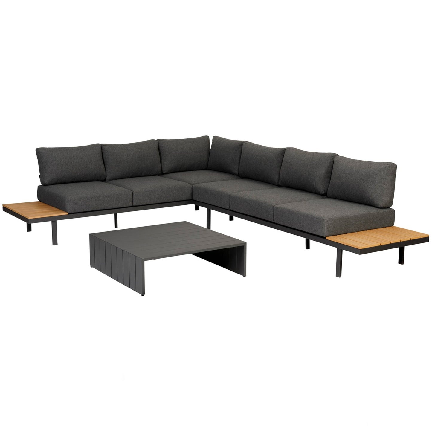Bari loungeset aluminium polywood incl. kussens donkergrijs