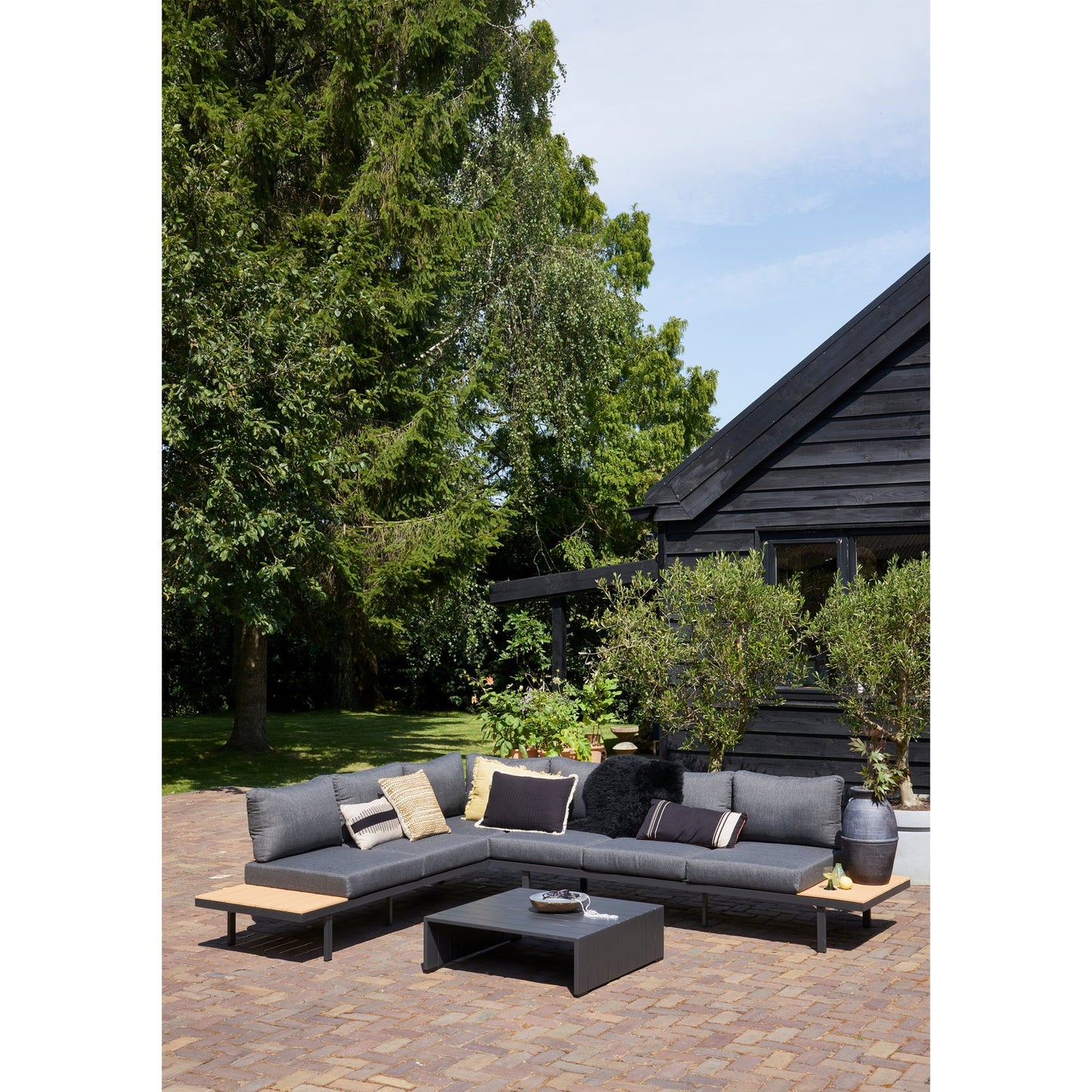 Bari loungeset aluminium polywood incl. kussens donkergrijs
