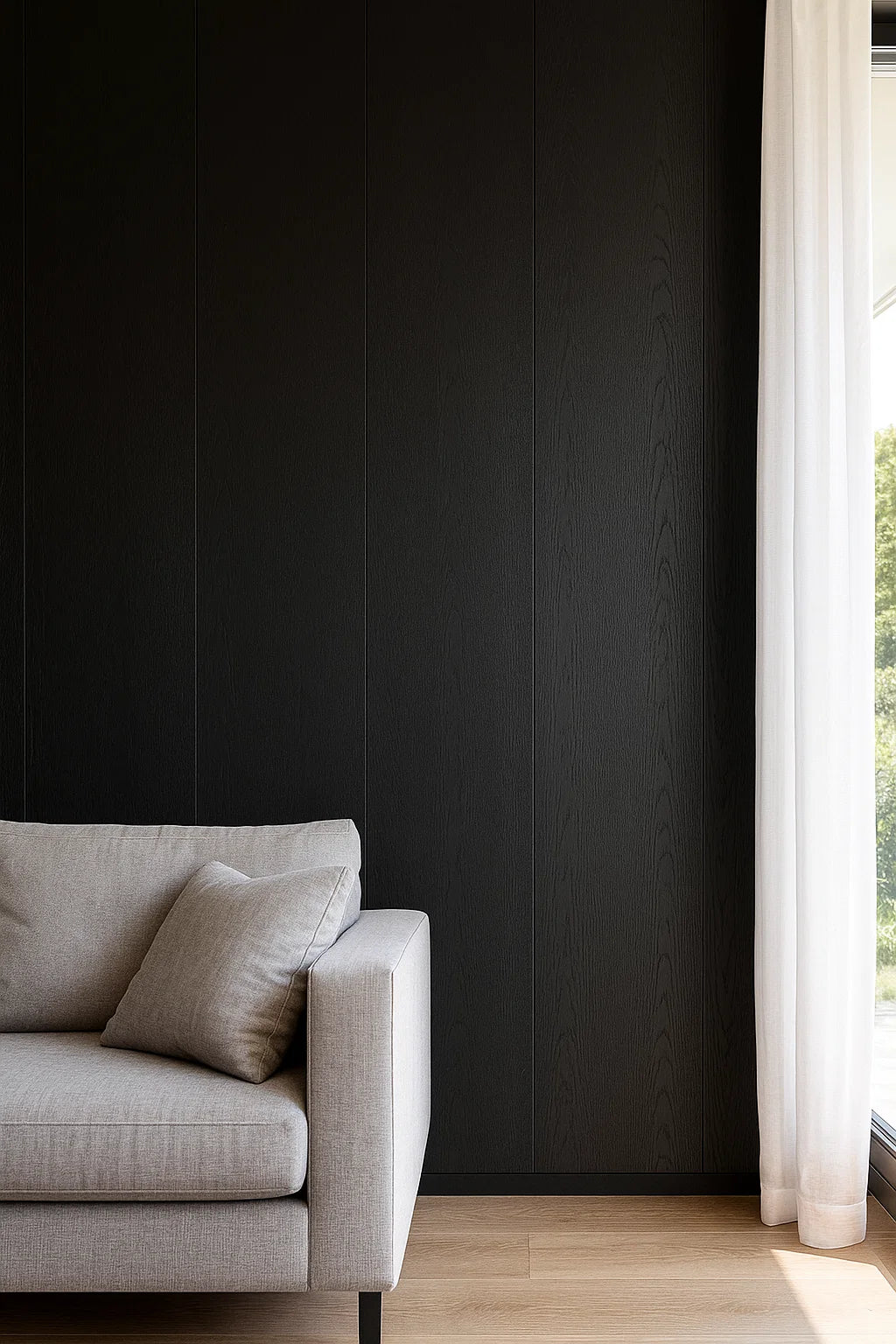 Clickwall naadloos wandpaneel - Zwart eiken - 270 x 60cm
