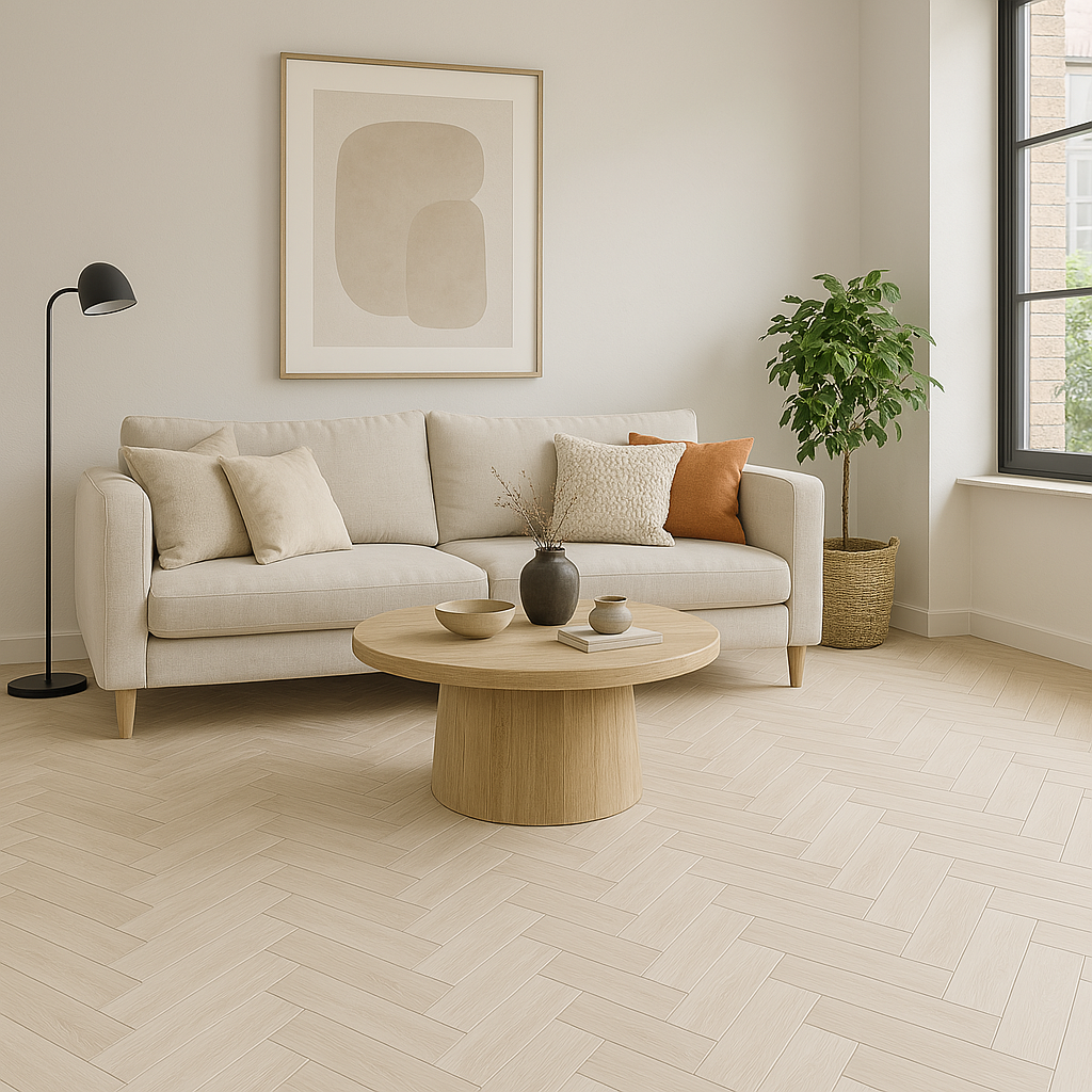 Plak PVC Visgraat - Wit Eiken